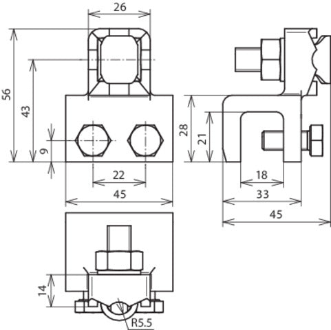 Dehn Anschlussklemme MCI mit Klemmbereich Fl 8-18mm mit Schraube - 370018