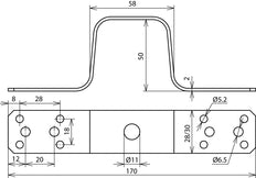 Dehn Bridging Bracket L 170mm Cu Central Bore 11mm - 377027