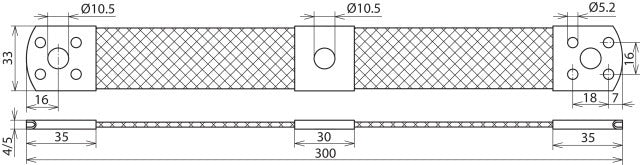 Dehn Überbrückungsgeflecht Al 50mm L 300mm mit 3x10,5 Befestigungsbohrungen - 377115