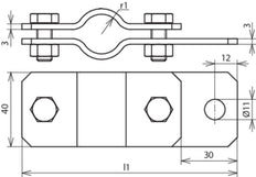 Dehn Erdungsrohrschelle D54,5mm mit Bohrung D11mm Sttzn - 410134