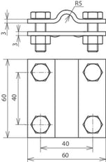 Dehn-Kreuzstück Edelstahl für Fl 30/30mm Rd 8-10/Fl 30mm - 318209