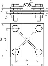 Dehn Quereinheit ST TZN mit Zwischenstück für RD 8-10 FL 30-40MM - 321045