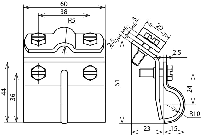 Dehn Dachrinnenklemme mit Stollen für Rd 7-10m Breite 60mm Wulst 13-25mm - 339010