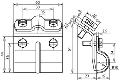 Dehn Dachrinnenklemme mit Stollen für Rd 7-10m Breite 60mm Wulst 13-25mm - 339010