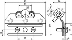 Dehn Schneefangklammer Cu mit Klampe für Rd 7-10mm Bereich 3-13mm - 343007