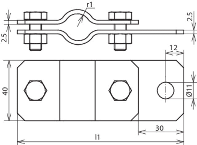 Dehn-Erdungsrohrschelle D 27mm mit Bohrung D 11mm StSt V2A - 410329