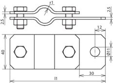 Dehn-Erdungsrohrschelle D 27mm mit Bohrung D 11mm StSt V2A - 410329