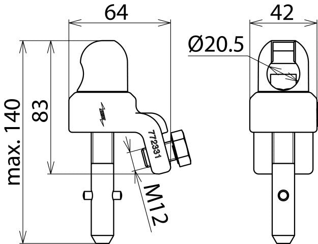 Dehn Verstellbare Kugelkopfkappe D 20mm für Kabel 16-120mm2 - 772331