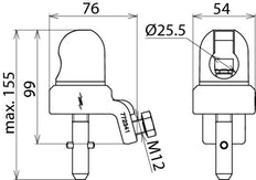 Verstellbare Kugelkopfkappe D 25mm mit T-Stift-Schaft für Kabel - 772341