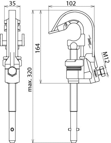 Dehn-Phasenschraubklemme mit T-Stift-Schaft für Kabelschuh - 784201