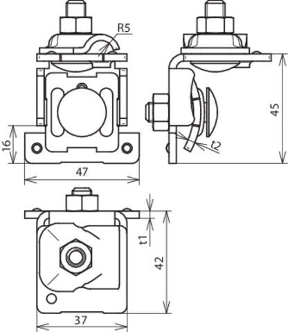 Dehn Al-Sattelklemme mit Klemmrahmen 0,7-8mm abgewinkelt - 365051