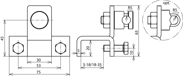 Dehn Clamp Vertical Type for Profiles 3-18mm With KS Connector - 372129