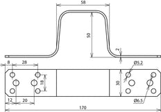Dehn Überbrückungsbügel L 170mm Al ohne Mittelbohrung - 377016 [2 Stück]