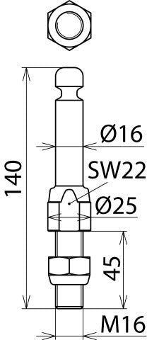 Dehn Fester Erdungspunkt M16 mit Ringnut - 790261