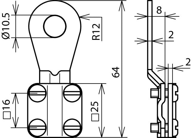 Dehn Erdungskabelschuh 6-16mm Typ D geschlossen M10 Liefer-Nr. 5940-12-156 - 444009