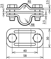 Dehn Uni-Trennschelle StSt für Rd 8-10/16mm mit Platte - 459119