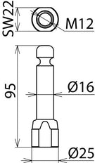 Fester Erdungspunkt mit Ringnut D 16mm und Innengewinde M12 - 790250