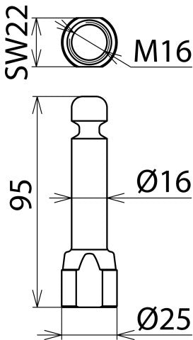 Fester Erdungspunkt mit D16mm Ringnut und M16 Innengewinde - 790260