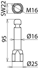 Fester Erdungspunkt mit D16mm Ringnut und M16 Innengewinde - 790260