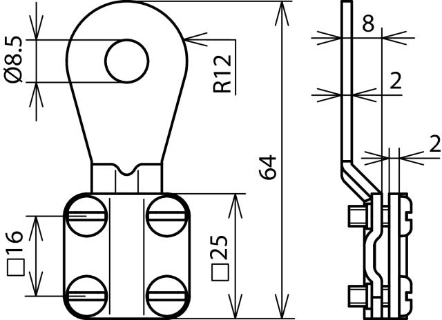 Dehn Eksg 8 Aq6 16 Cugalzn Erdungskabelschuh 6-16mm2 M8 Versorgung - 444008