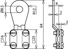 Dehn Eksg 8 Aq6 16 Cugalzn Erdungskabelschuh 6-16mm2 M8 Versorgung - 444008