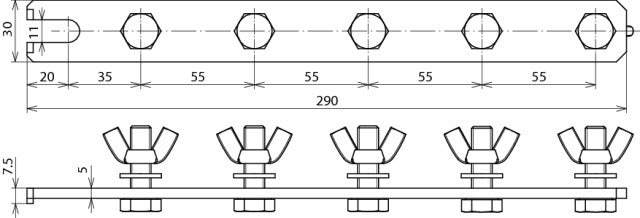 Dehn Erdungssammelschiene 290mm mit M10x35 Schrauben Träger - 466192