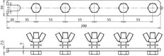 Dehn Erdungssammelschiene 290mm mit M10x35 Schrauben Träger - 466192