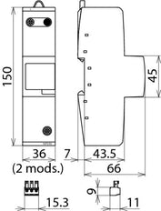 DEHN DVCI 1 255 FM Kombi-Ableiter Typ 1+2 Einphasenschutz - 961205