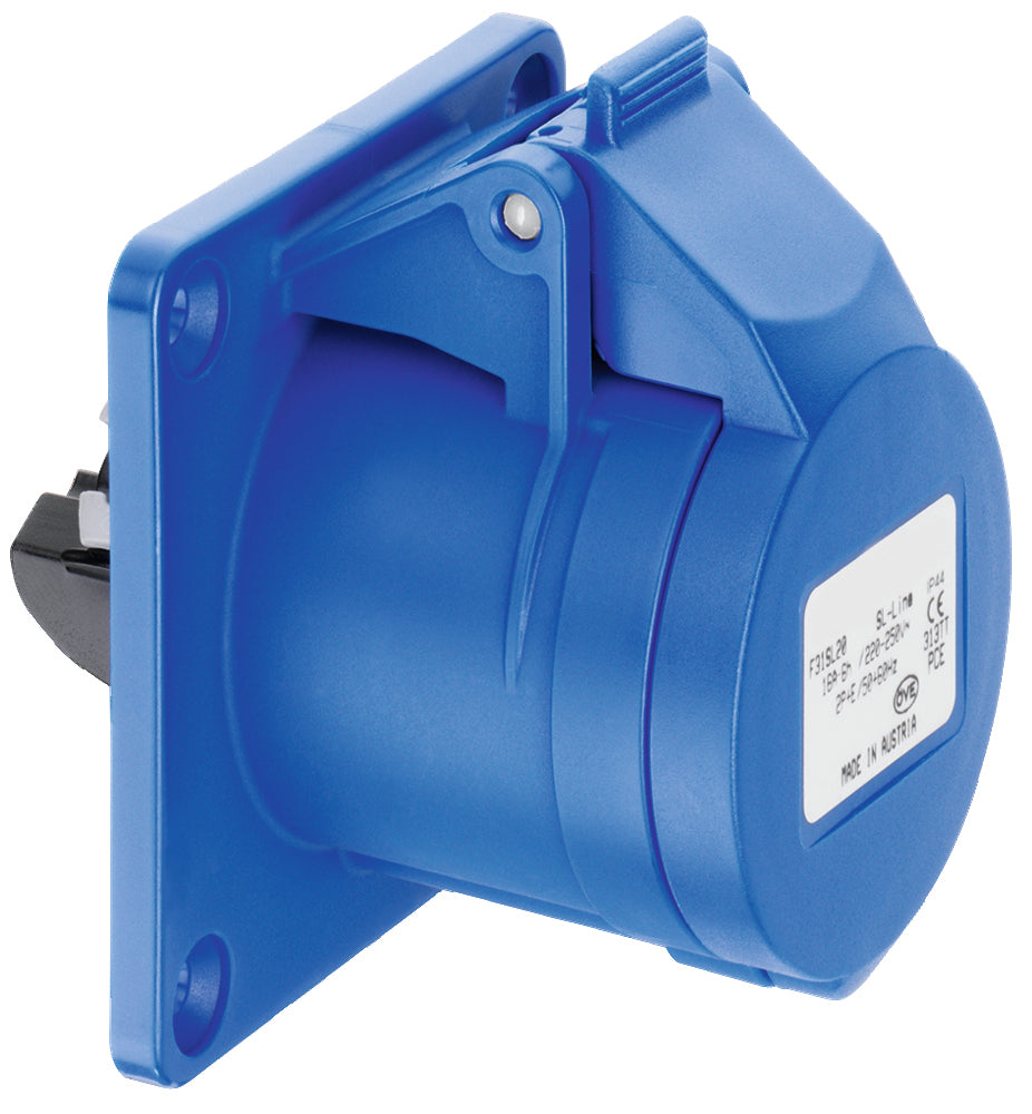 ABL CEE Straight Flanged Socket 3 Pole 16A 230V IP54 Blue - F31S202 [10 Pieces]
