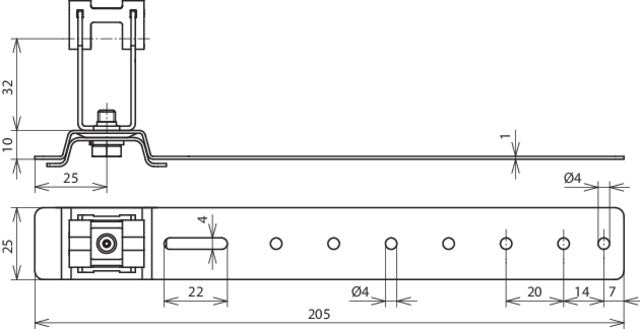 Dehn Dachleitungshalterung H 32mm Rd 8mm Al/StSt L 205mm - 206171 [2 Stück]