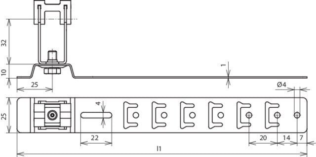 Dehn Roof Conductor Holder UNIgrip StSt H 32mm L 475 V2A - 206329