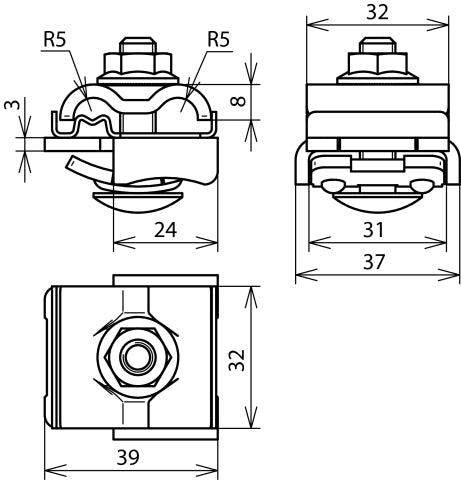 Dehn Uni-Sattelklemme für 8-10mm Leiter 4-50mm Vierkant - 365250