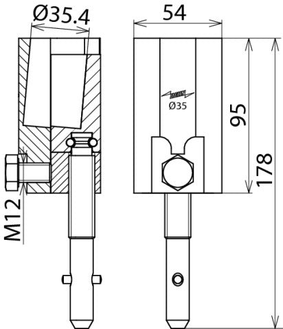 Dehn D 35mm Rundbolzenklemme mit T-Stift für 16-150mm2 Kabel - 715312