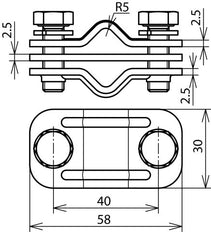 Dehn Uni-Trennklemme Edelstahl 200kA mit Zwischenplatte - 459200