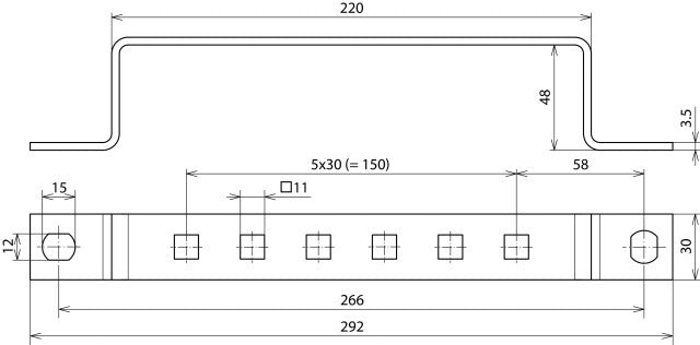 Dehn Erdungssammelschiene aus Edelstahl mit 6 Klemmen - 472319