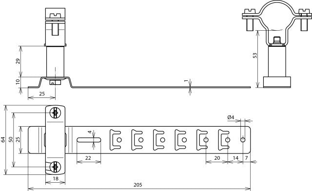 Dehn Stromleitungshalter mit Strebe L 205mm T 27/30mm - 202857