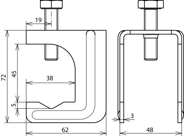 Dehn-Klemmverbinder für blanke Kabel D 20-32mm Rd 6-10mm Fl 40x4-5mm - 308037 [2 Stück]