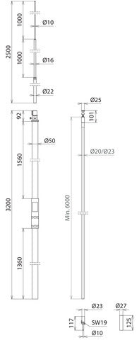 Dehn HVI-Leitung D 20mm Cu-Stützrohr L 3200mm Air-Term Rod - 819328