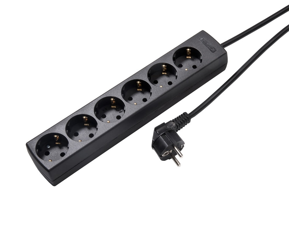 Martin Kaiser 6-Way Socket 45 Degree Earthing Contact 5m Cable Black - 1086ZL5-15W/sw [8 Pieces]