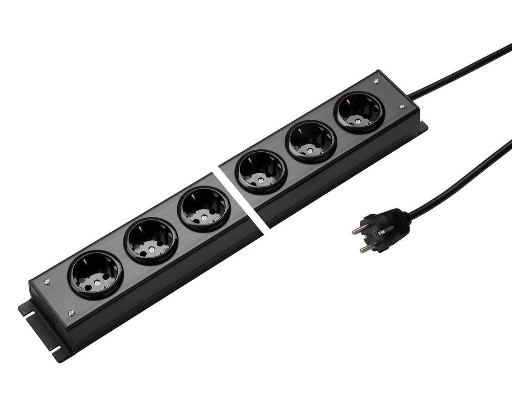 Martin Kaiser Power Outlet Strip 6-Way 90 degrees 1.5M Cable Black - 1002ZL6SW15 [10 Pieces]