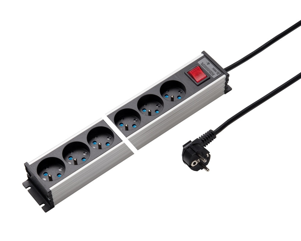 Martin Kaiser Power Strip 6-Way 45 degrees Earthing Pin Shutter Switch Cable 1.5m - 1116KZL6l-sw15 [10 Pieces]