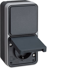 Hager Berker Combi WCD Switch With Child Safety Housing W1 Grey - 47803525