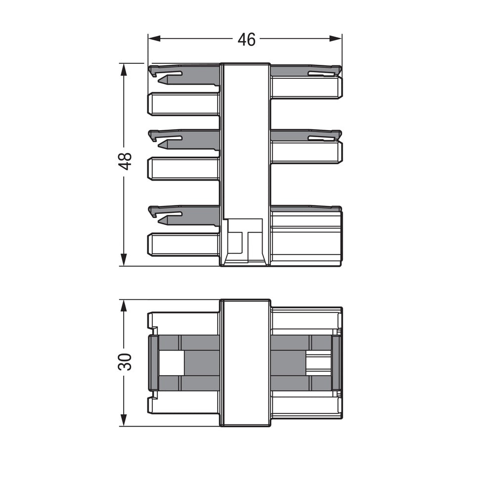 Wago 5-Wege Verbindungsstecker 3-Pole Schwarz - 770-608