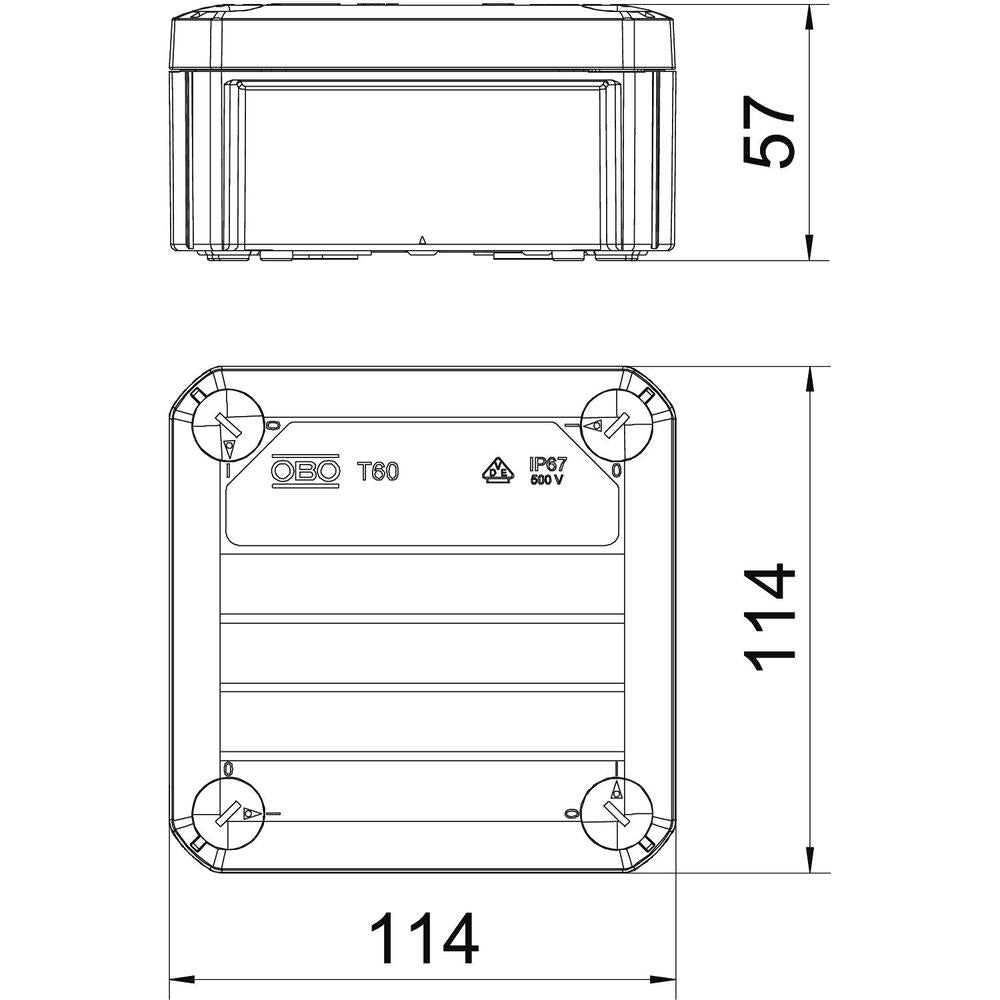 IP66 Quadratische Verbindungsdose 114x114x57mm PP - 2007239 [5 Stück]