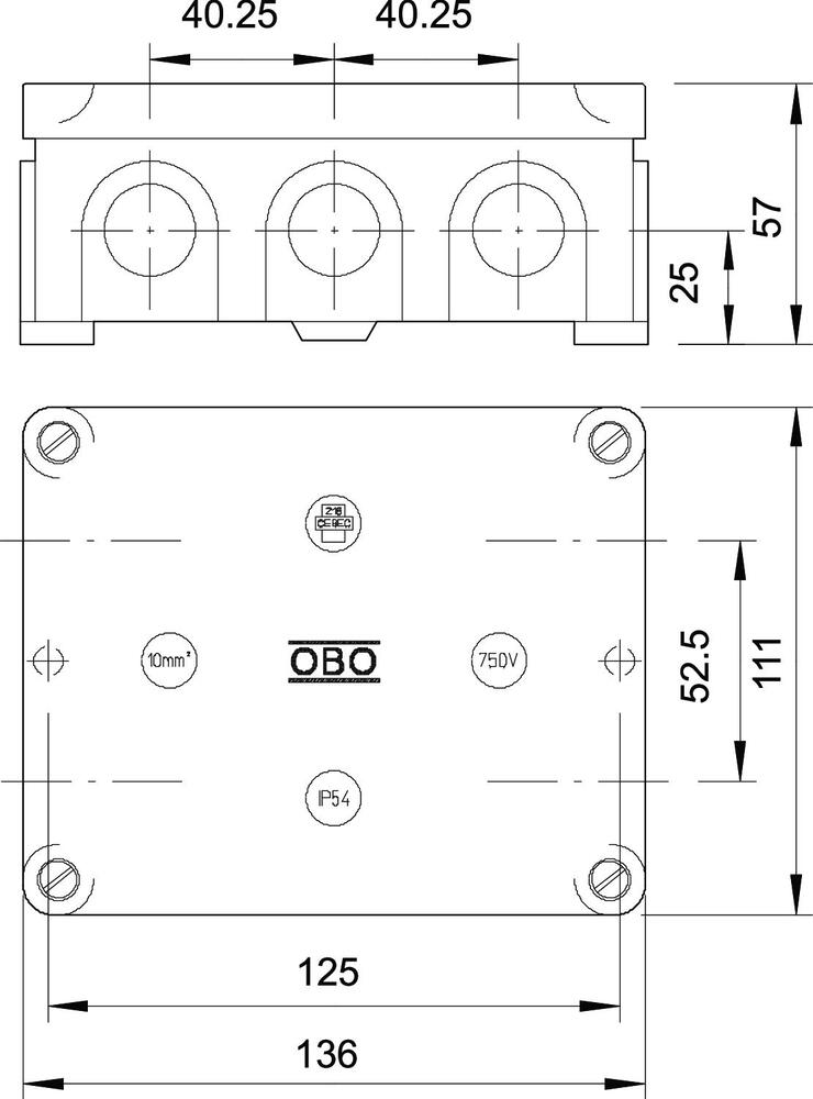 Universelle Anschlussdose IP54 10xM20 136x111x57mm - 2002345