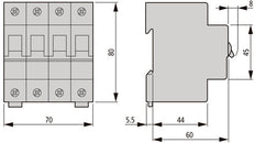 Eaton FAZ 40A 3P+N B-Curve MCB Circuit Breaker - 278953
