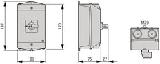 Eaton T0 Steuerungsschalter 20A 4-Kontakt Aufputzmontage - 222605