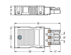 Wago 770-103 3-poliger Weiblicher Stecker Mit Zugentlastung - 770-103 [2 Stück]