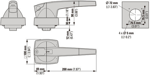 Eaton K4 12mm Dreh-Türgriff Mit Zylinder-Vorhängeschloss Option - 1818052