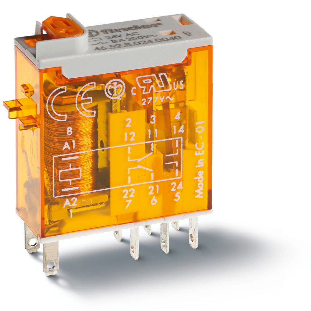 Finder Mini Industrial Relay 2CO 8A 24VAC Gold Plated - 46.52.8.024.5040